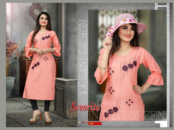 Aagya Senorita Latest Heavy Embroidery Work Casual Kurti Collection